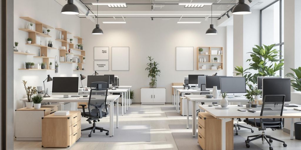 Interior image of a modern translation office.